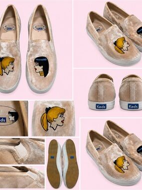 Betty and Veronica x Keds Velvet Slip-On Sneakers SIZE 11 Retro Comic Shoes